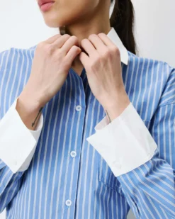 Chemise rayée oversize lien à nouer au dos bleuet Aubrey