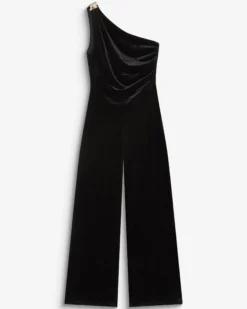 Combinaison ajustée asymétrique en velours noir Brielle
