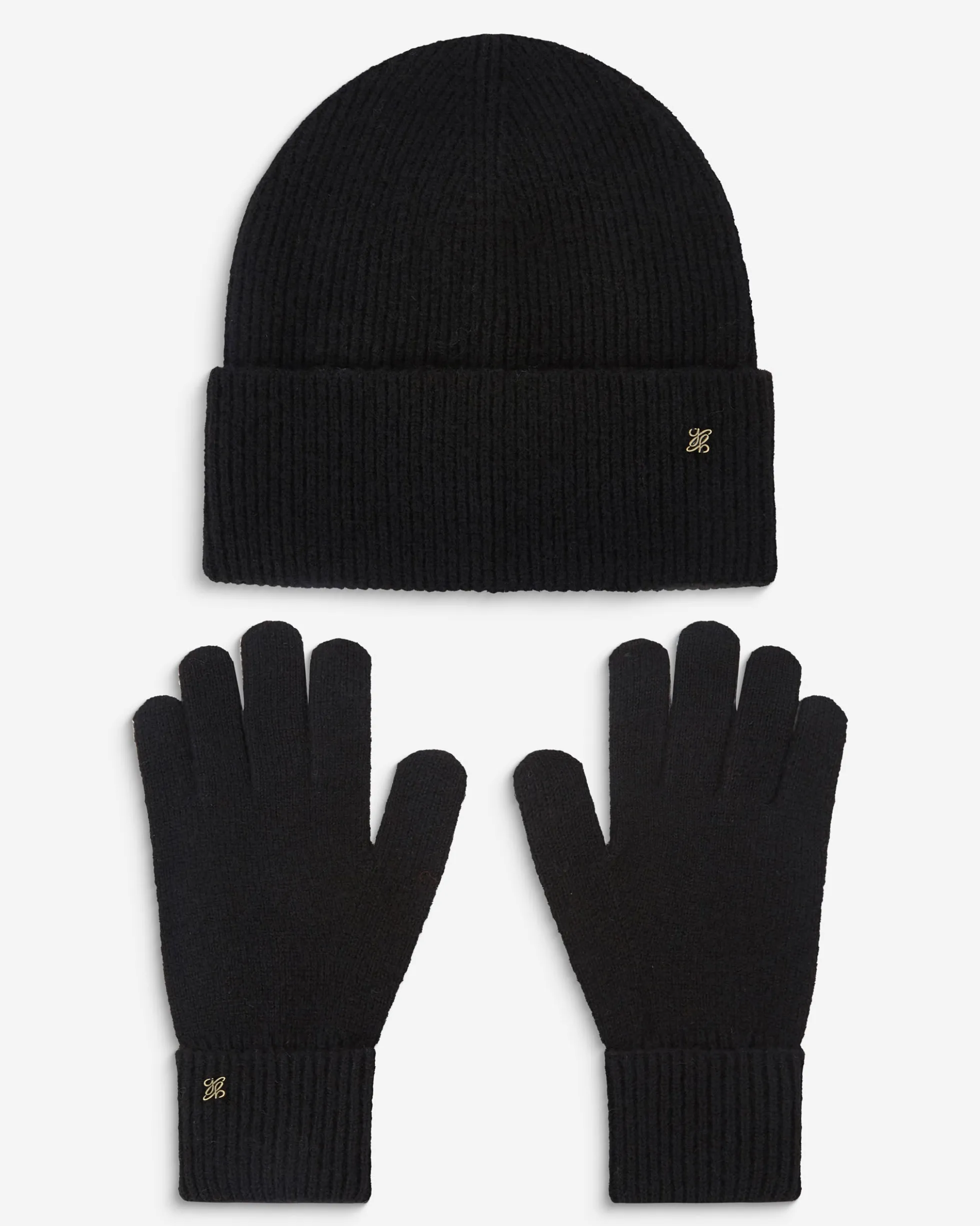Duo bonnet et gants en maille noir Anicet