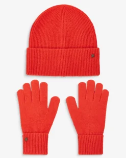 Duo bonnet et gants en maille sanguine Anicet