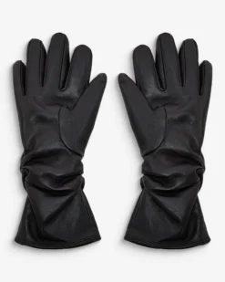 Gants en cuir d’agneau doublés noir Blaine