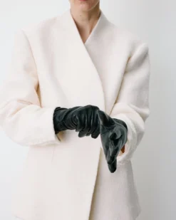 Gants en cuir d’agneau doublés noir Blaine