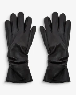 Gants en cuir d’agneau doublés noir Blaine