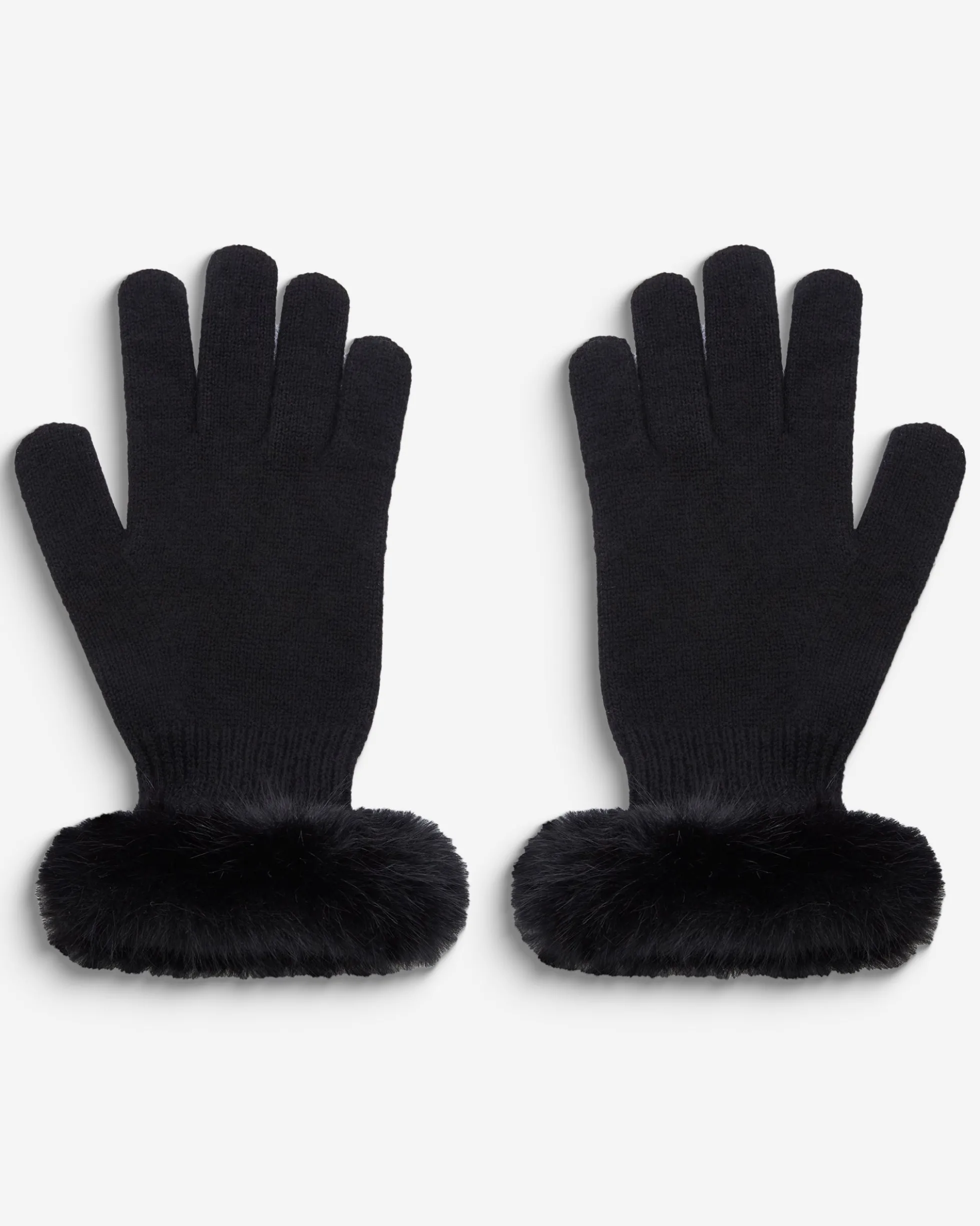 Gants en maille poignets fausse fourrure noir Brixton