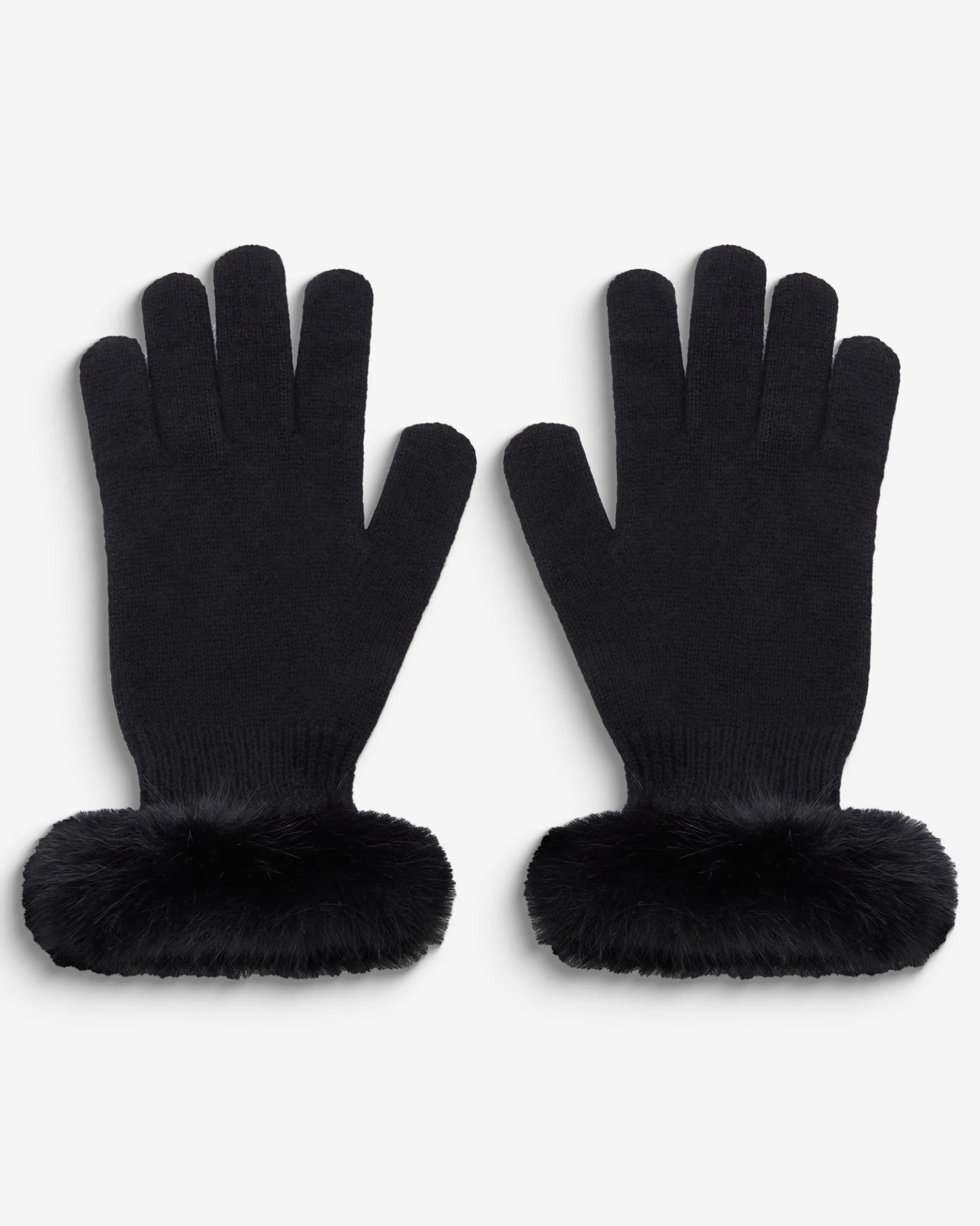 Gants en maille poignets fausse fourrure noir Brixton