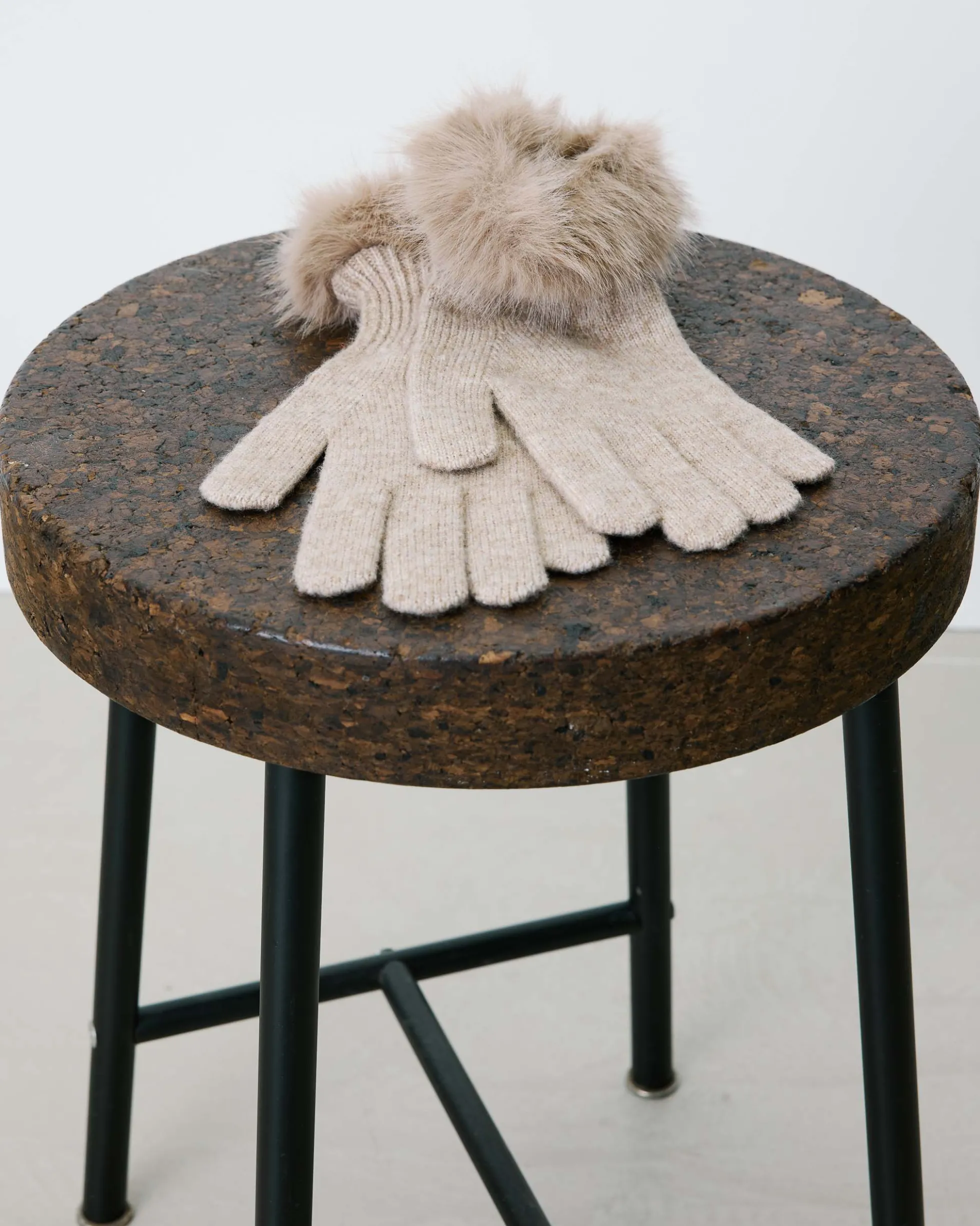Gants en maille poignets fausse fourrure grege Brixton