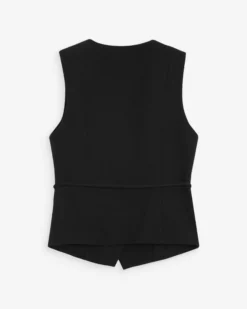 Gilet croisé à nouer sans manches cintré noir Vilmont