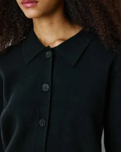 Gilet en maille poignets fausse fourrure noir Bambino