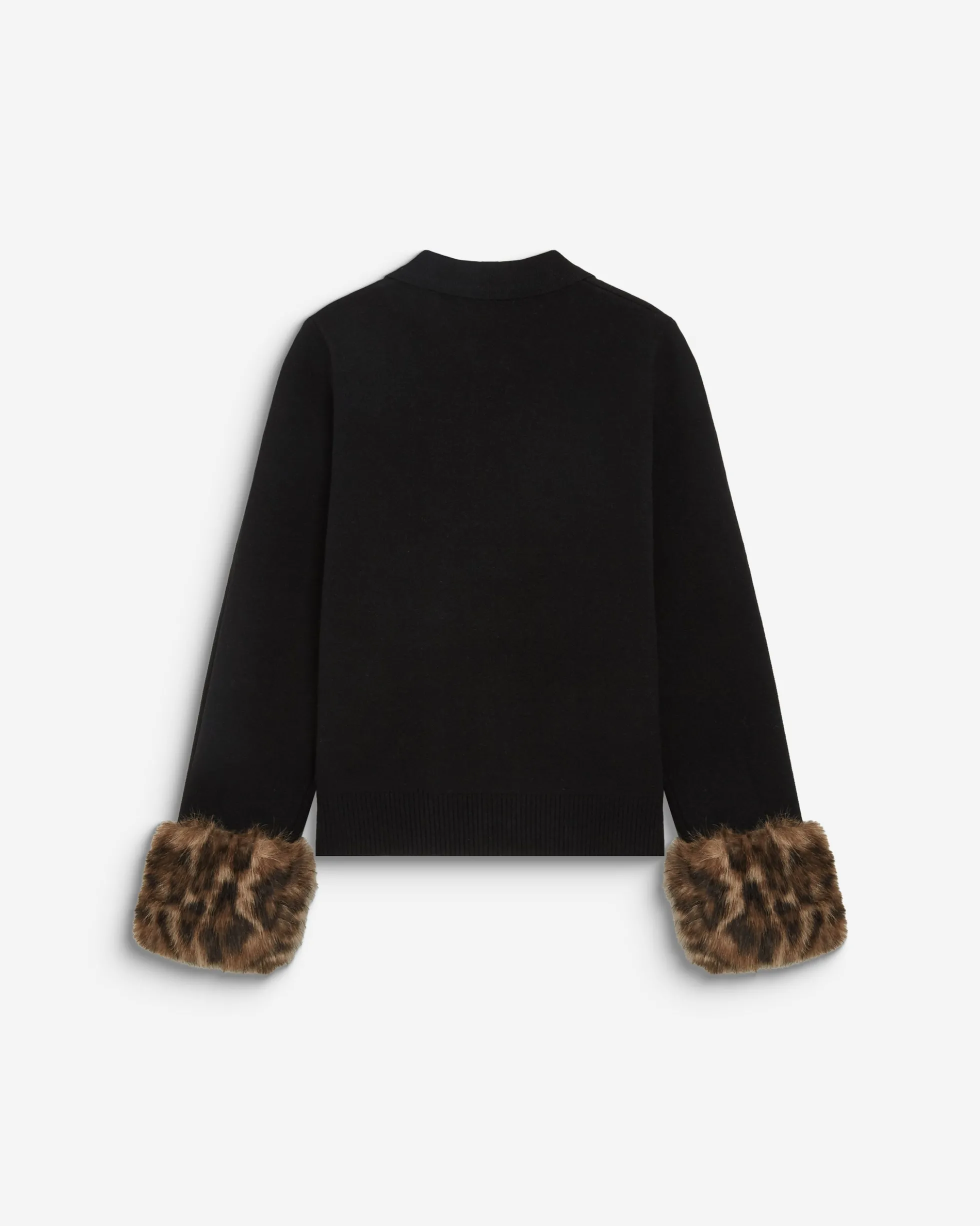 Gilet en maille poignets fausse fourrure noir Bambino