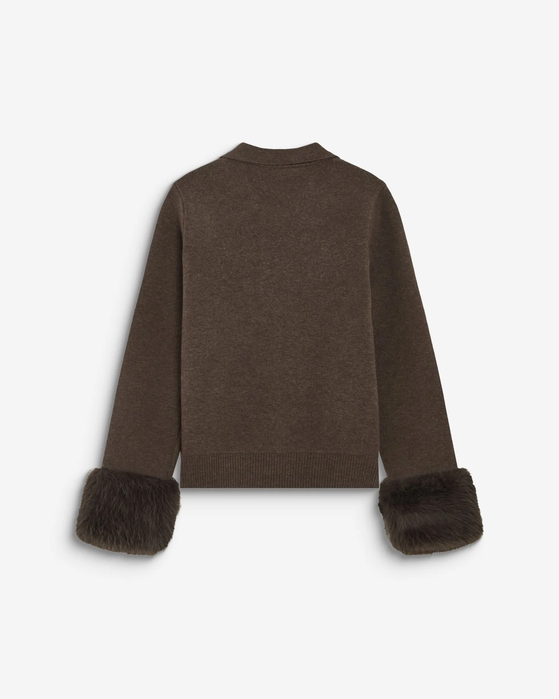 Gilet en maille poignets fausse fourrure chocolat Bambino