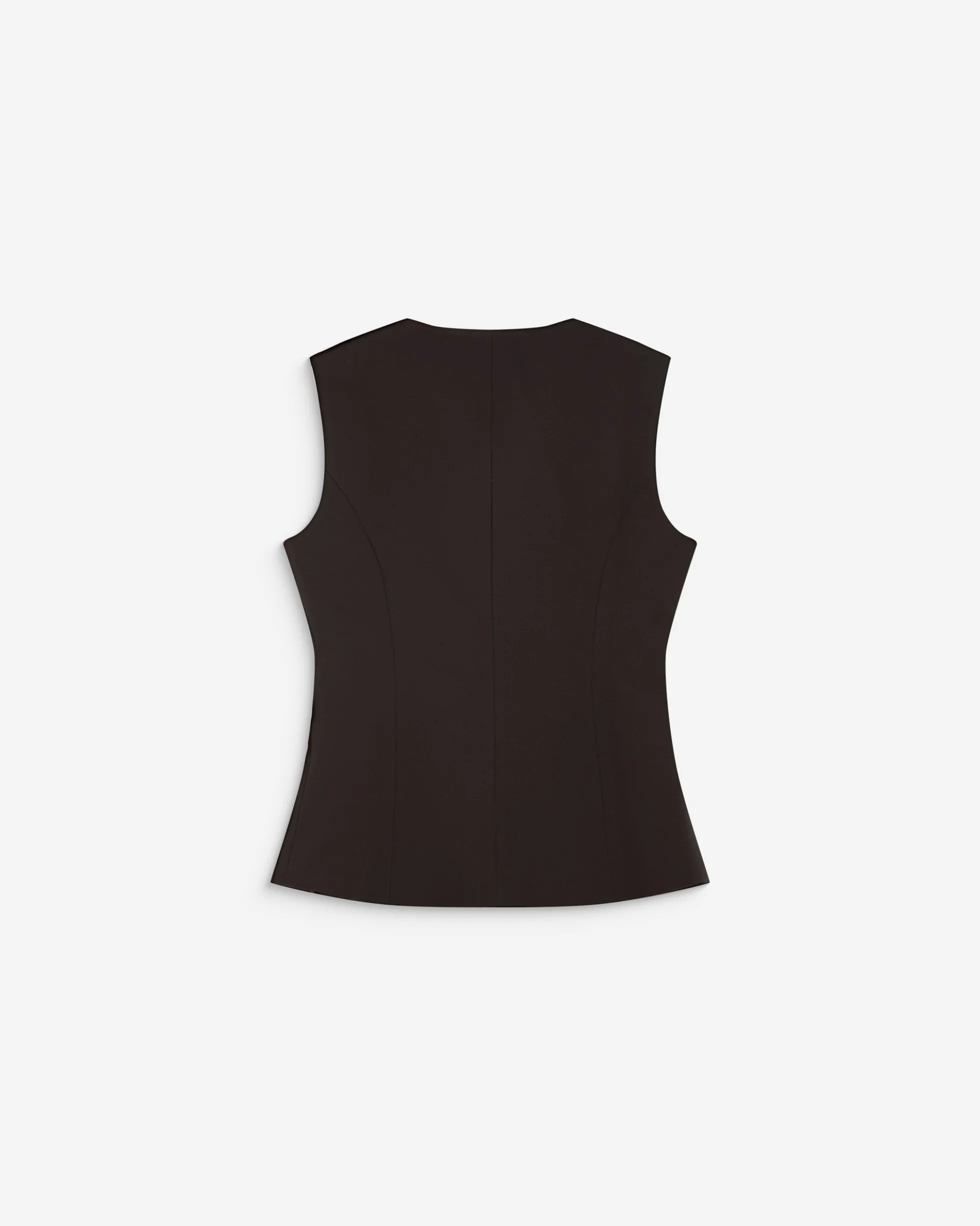 Gilet tailleur col rond boutonné chocolat Aristide