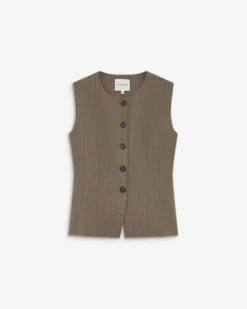 Gilet tailleur rayé col rond boutonné rayure Aristide