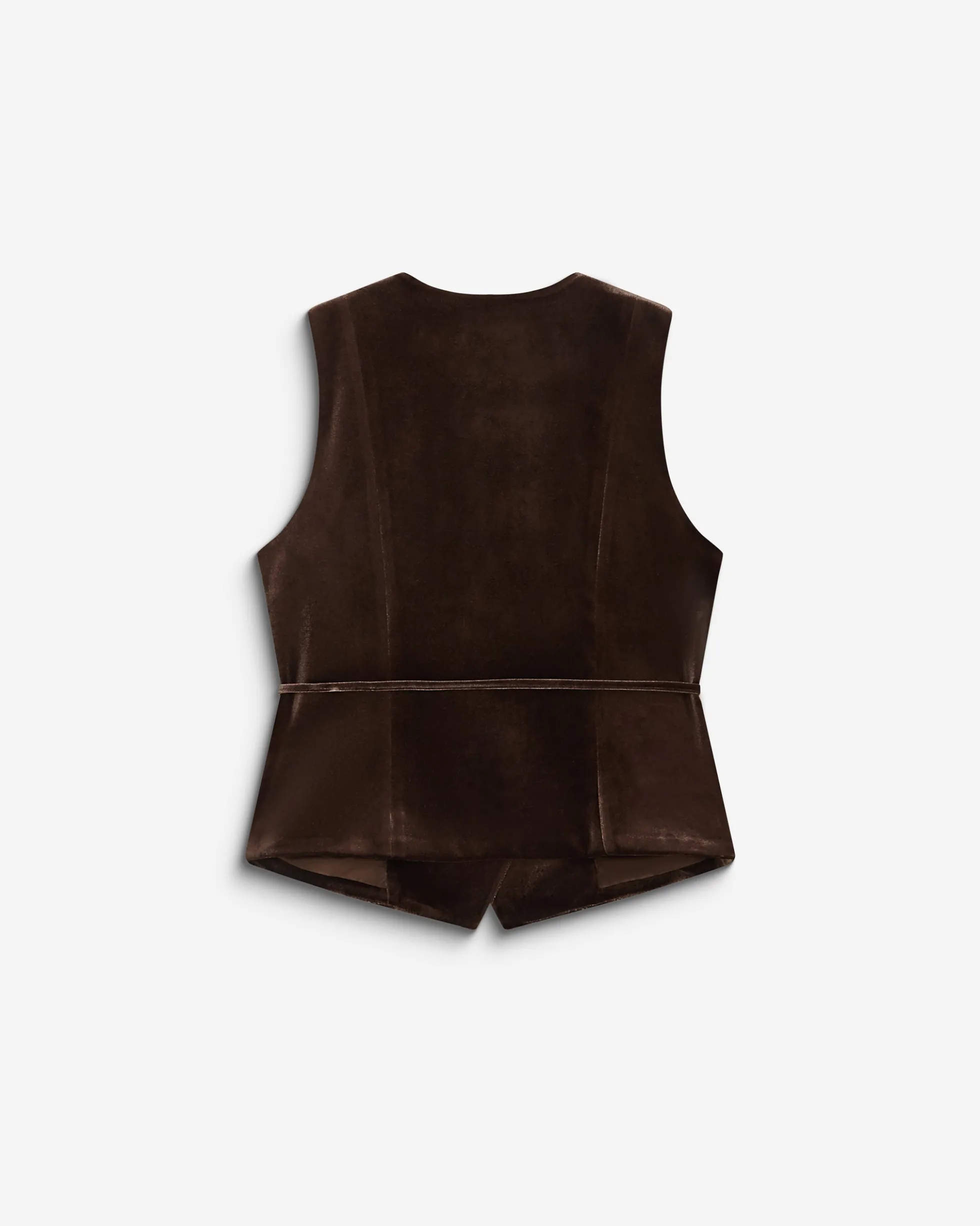 Gilet tailleur velours sans manches à nouer chocolat Benny