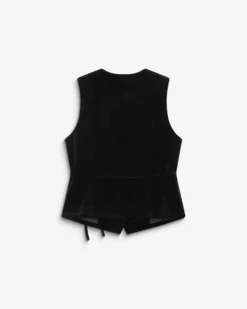 Gilet tailleur velours sans manches à nouer noir Benny