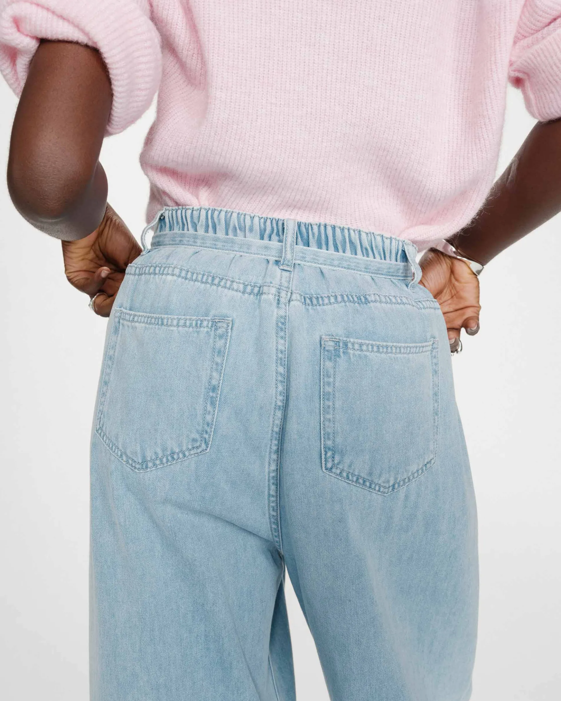 Jean baggy fluide taille mi-haute skyblue Pompon