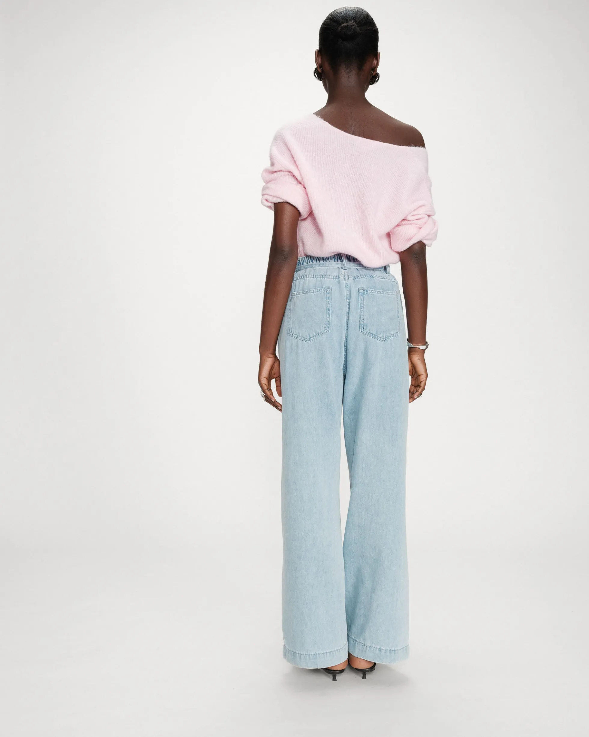 Jean baggy fluide taille mi-haute skyblue Pompon