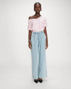 Jean baggy fluide taille mi-haute skyblue Pompon