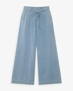 Jean baggy fluide taille mi-haute skyblue Pompon