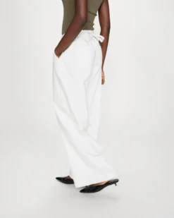 Jean baggy fluide taille mi-haute white Pompon