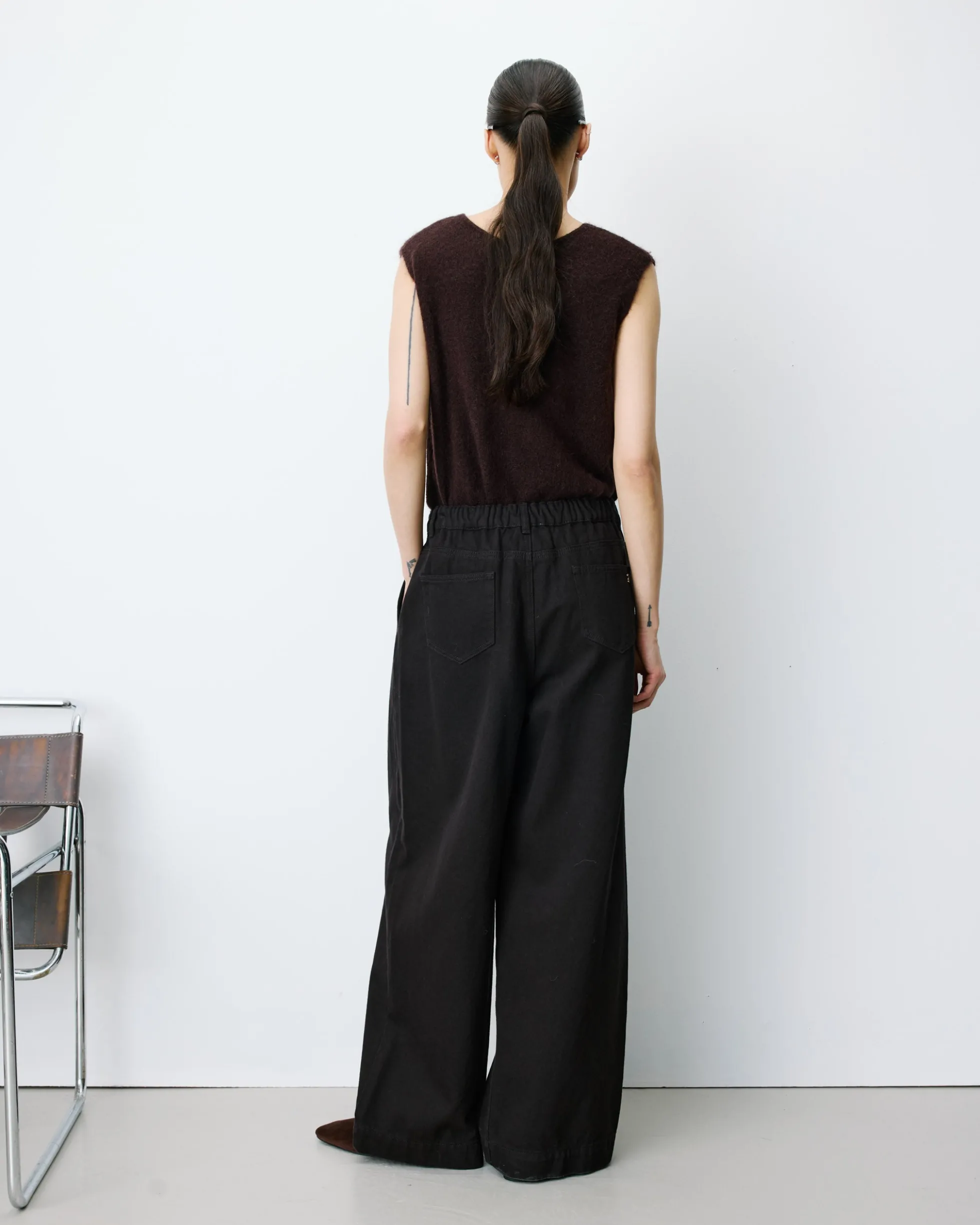 Jean baggy taille mi haute chocolat John
