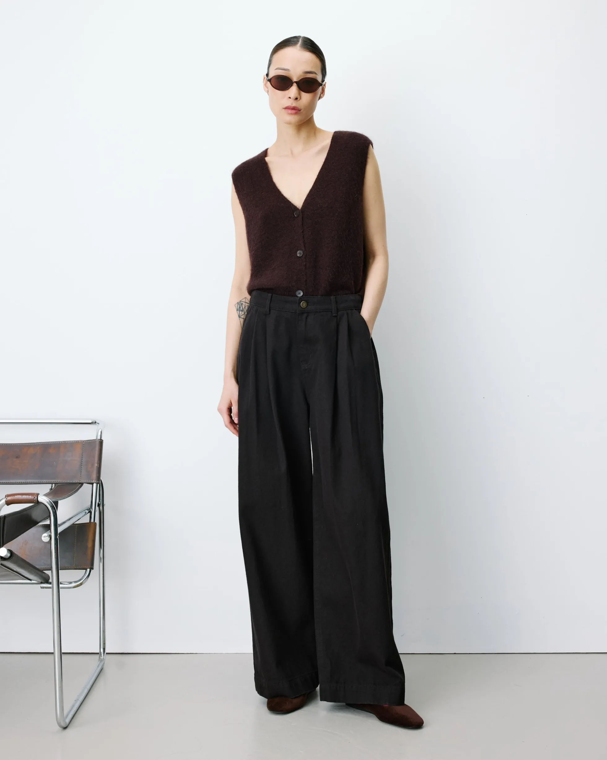 Jean baggy taille mi haute chocolat John