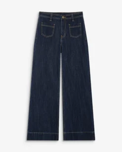 Jean droit taille haute poches plaquées darkblue Jacob