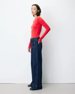 Jean droit taille haute poches plaquées darkblue Jacob