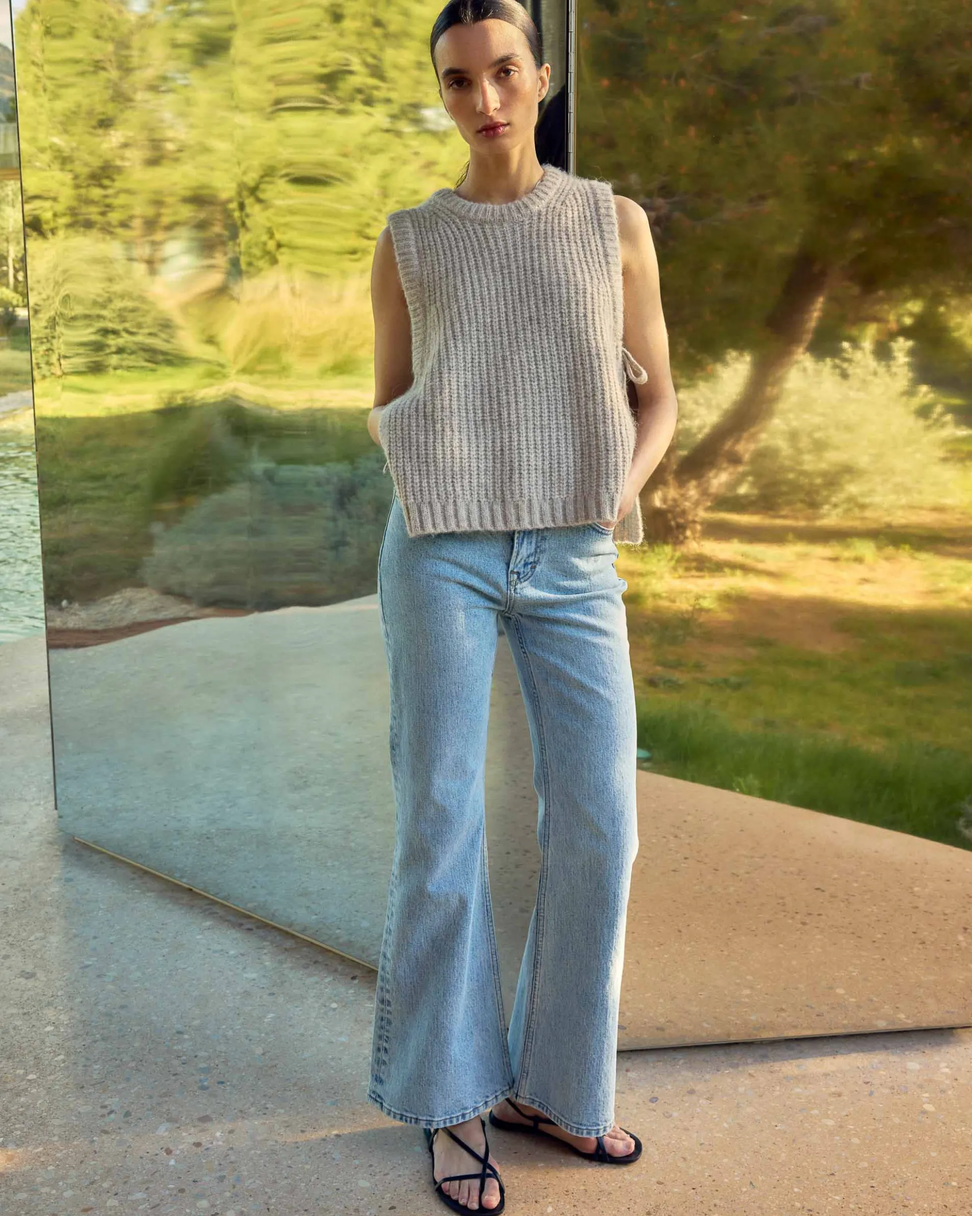 Jean flare délavé taille mi haute skyblue Joseph