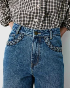 Jean jambe large poches tressées vintageblue Julian