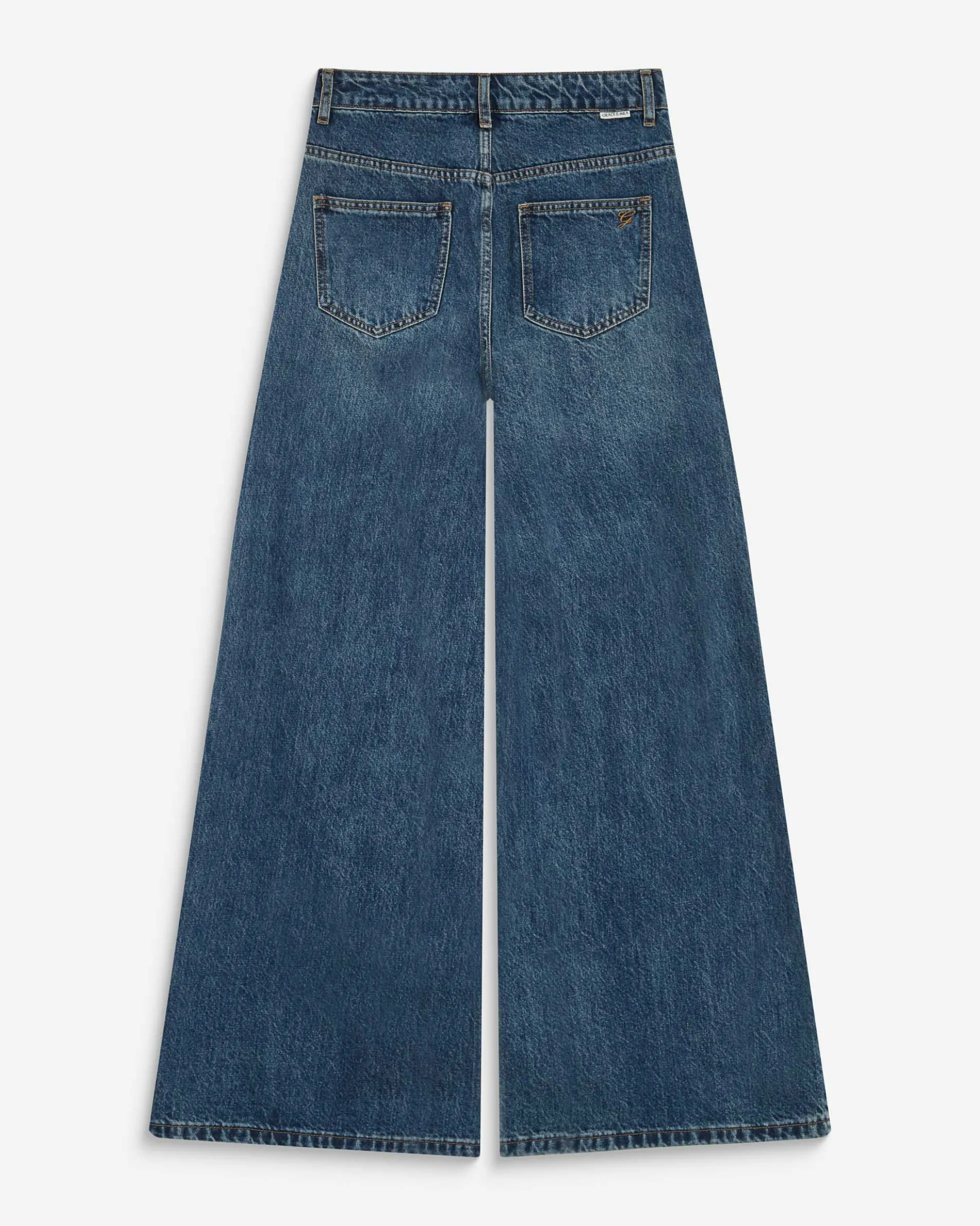 Jean jambe large poches tressées vintageblue Julian