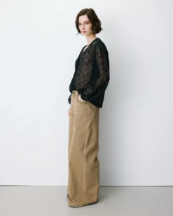 Jean jambe large poches tressées mocha Julian