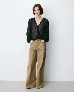Jean jambe large poches tressées mocha Julian