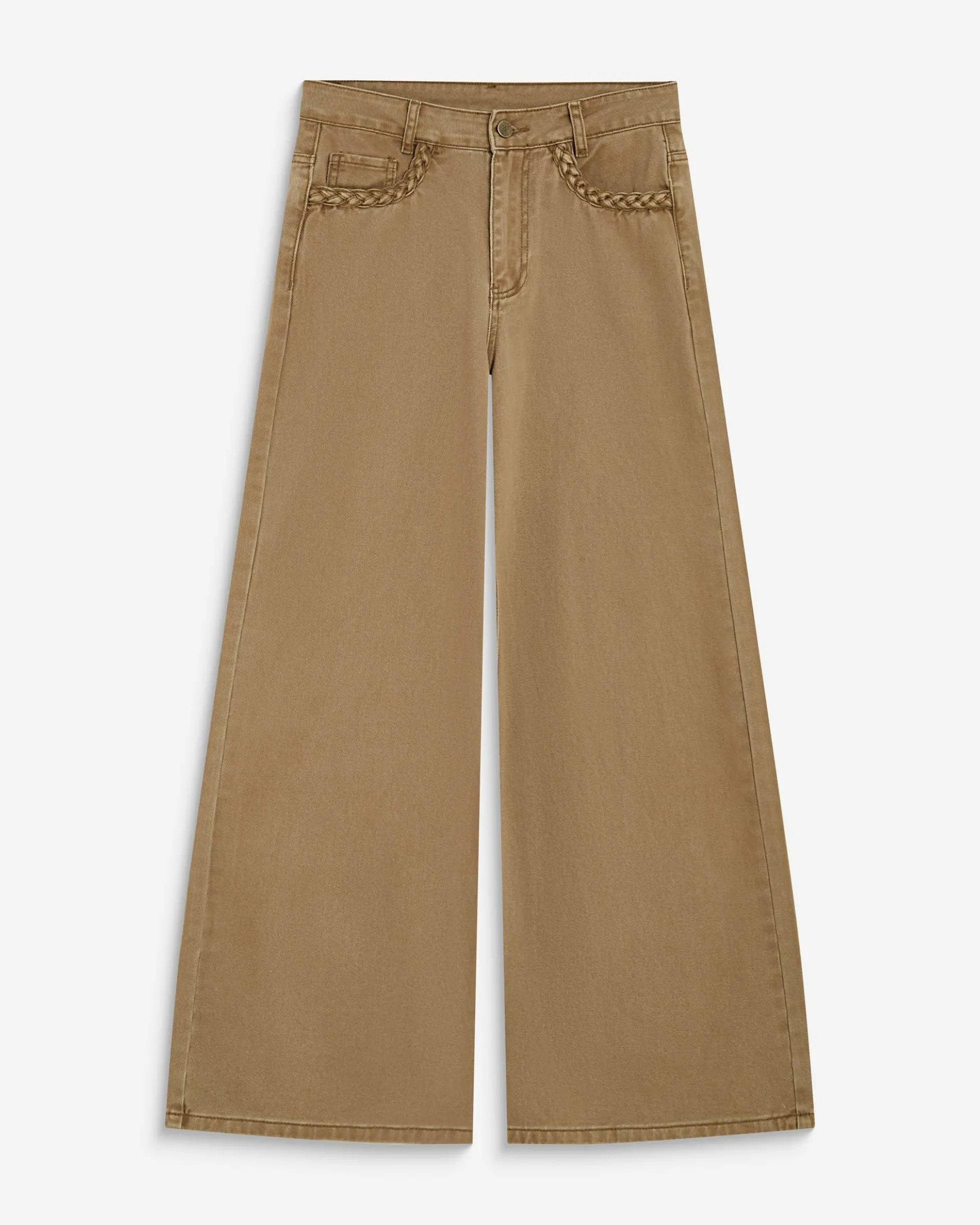 Jean jambe large poches tressées mocha Julian