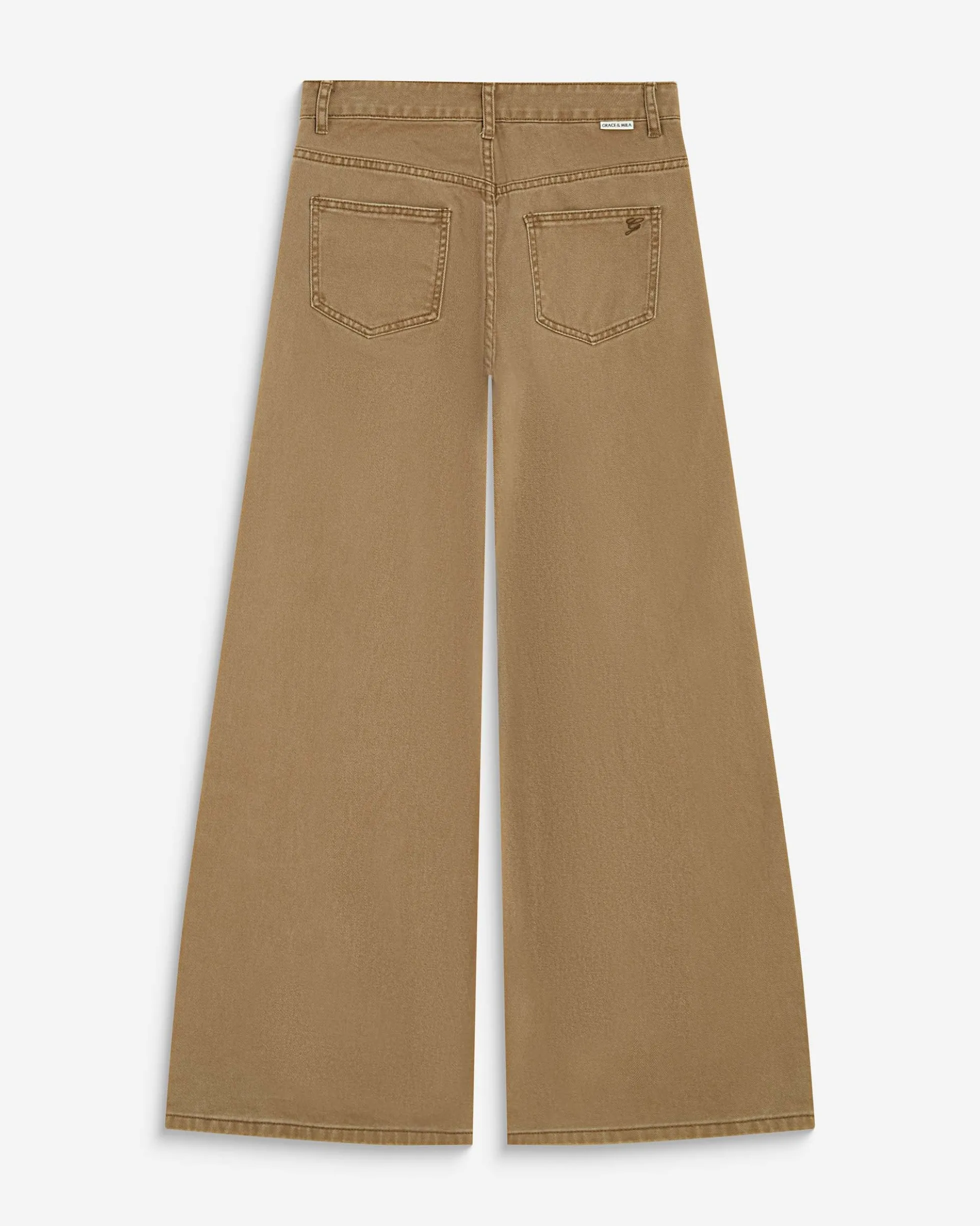 Jean jambe large poches tressées mocha Julian