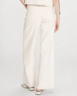 Jean large taille haute ceinture tressée ecru Jaden