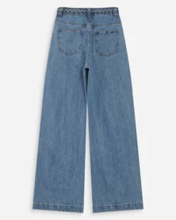 Jean large taille haute ceinture tressée lightblue Jaden