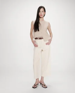 Jean loose 7/8e taille haute poches plaquées ecru Joe