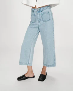 Jean loose 7/8e taille haute poches plaquées skyblue Joe