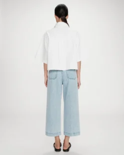 Jean loose 7/8e taille haute poches plaquées skyblue Joe