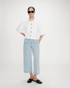 Jean loose 7/8e taille haute poches plaquées skyblue Joe