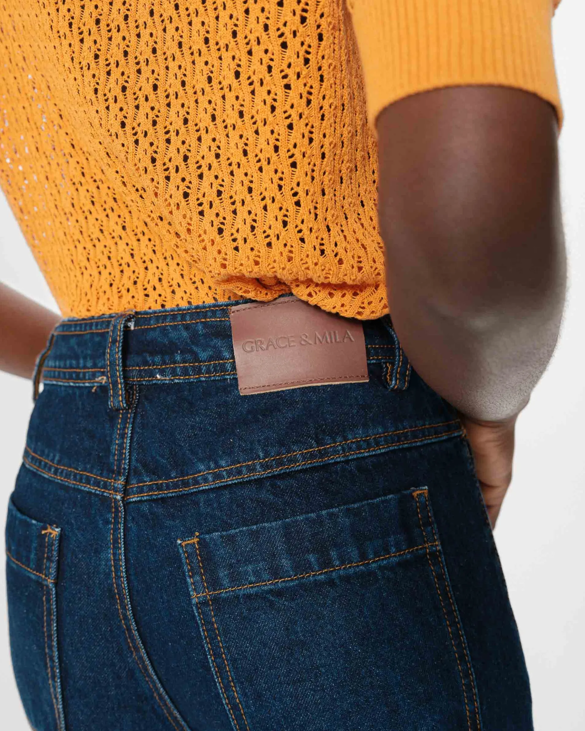 Jean loose 7/8e taille haute poches plaquées darkblue Joe