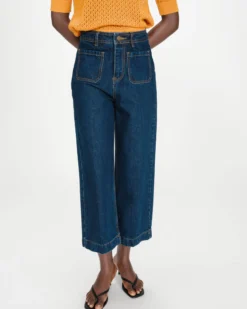 Jean loose 7/8e taille haute poches plaquées darkblue Joe