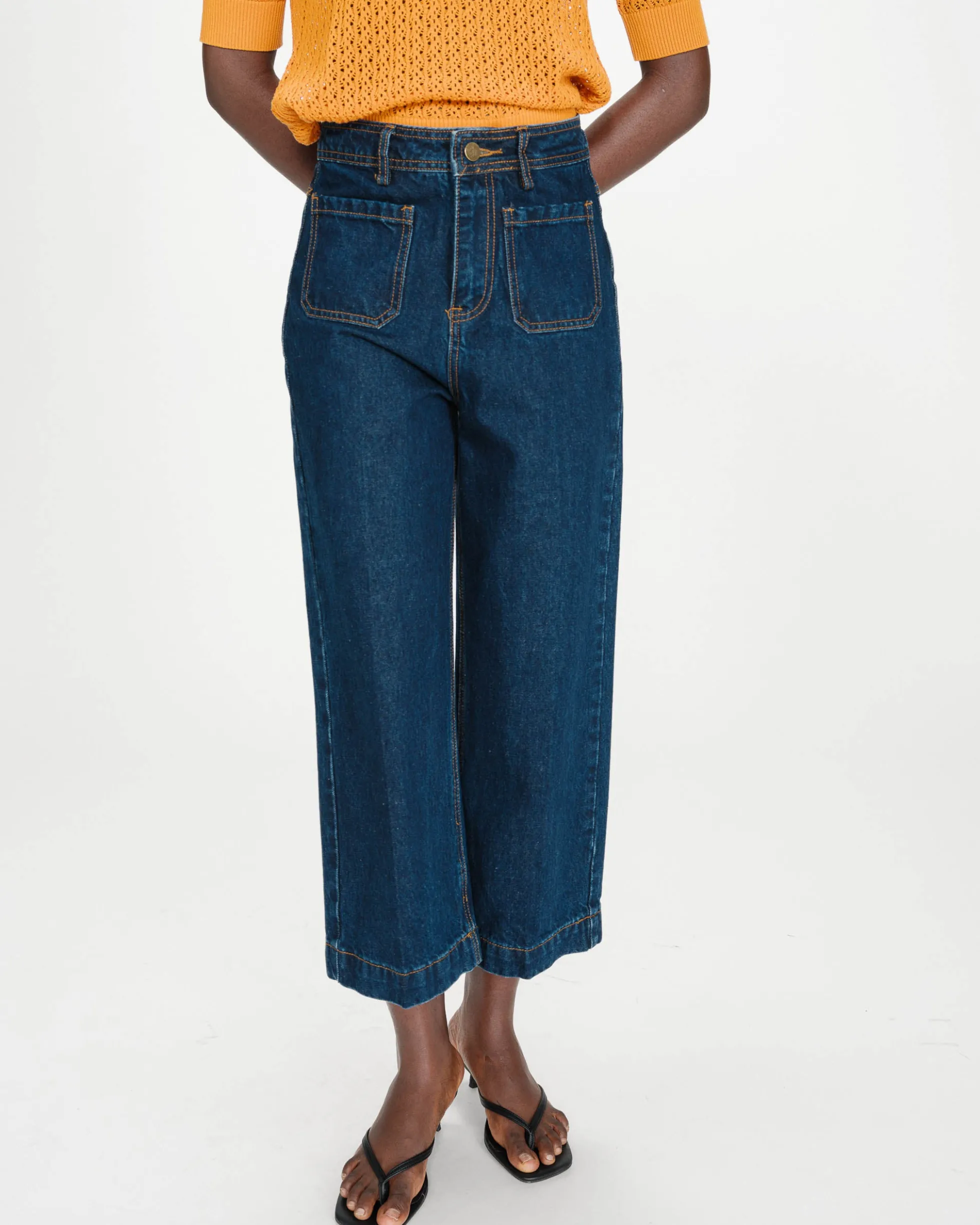 Jean loose 7/8e taille haute poches plaquées darkblue Joe