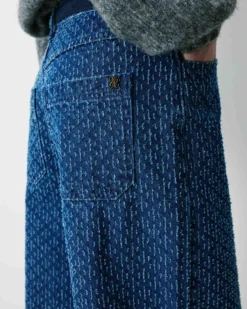 Jean taille haute loose imprimé mediumblue Socca