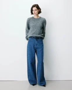 Jean taille haute loose imprimé mediumblue Socca
