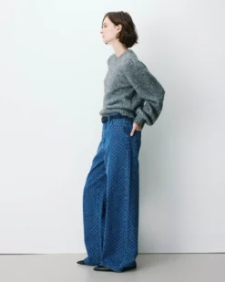 Jean taille haute loose imprimé mediumblue Socca