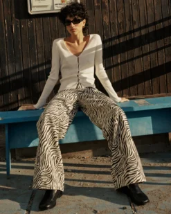 Jean taille haute loose imprimé zebre Socca