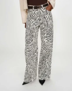 Jean taille haute loose imprimé zebre Socca