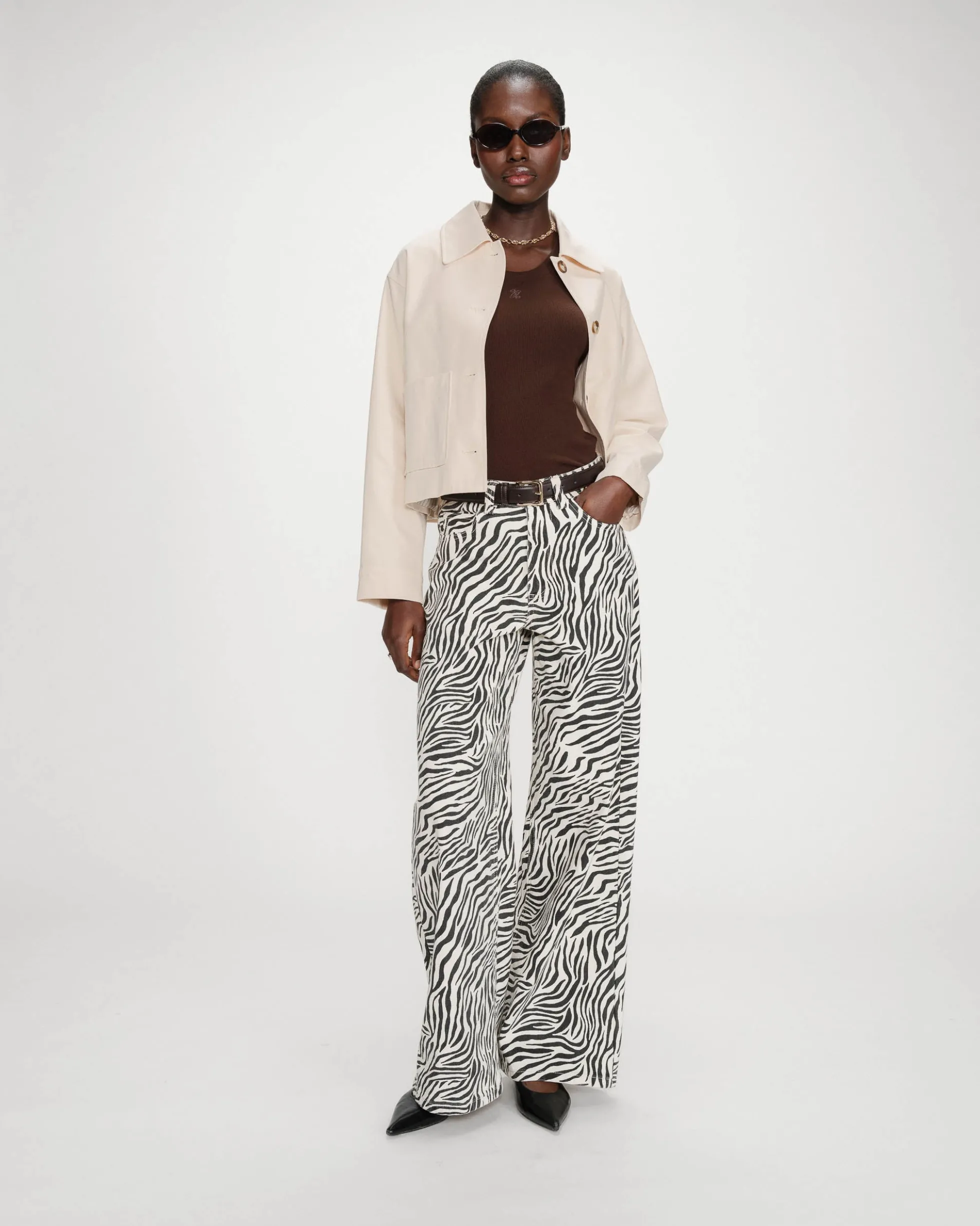 Jean taille haute loose imprimé zebre Socca