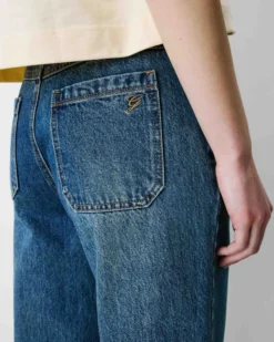 Jean 7/8 taille haute poches plaquées vintageblue Johan